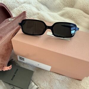Miu Miu Chic Infamous Black Rectangular Sunglasses